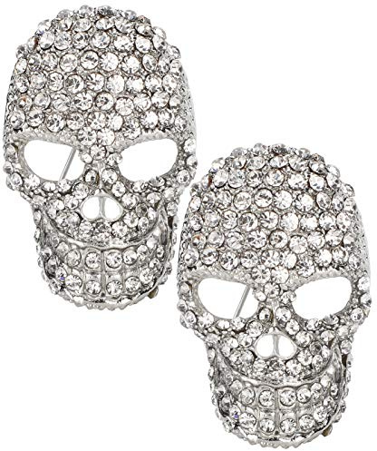Anstecknadel mit Totenkopfköpfen, 2 Stück, Totenkopf-Brosche, Brosche aus Legierung, Anzug-Kleid-Anstecknadel, Silbrig Glitzernde Anstecknadel für den Valentinstag,