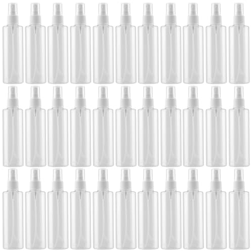 SINJEUN 50 Pack Clear Plastic Spray Bottles with Caps, 4 oz Spray Bottles Mist Sprayer, Refillable Empty Fine Mist Spray Bottle Mini Travel Size Spray Bottles, Leak Proof and BPA-Free