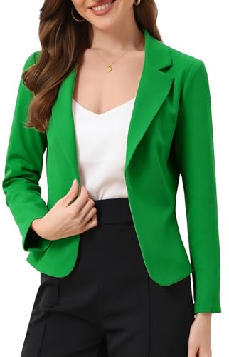 Allegra K Mujer Blazer de Negocios Frente Abierto Informal Trabajo Chaqueta de Traje Corto Pasto Verde M