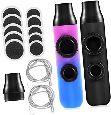 ibasenice 2 Satz Tragbare Kazoo Musikinstrumente aus Abs und Silikon mit Doppeltem Tonloch Design Ersatz Rundmembranen für Kazoo Partygeschenk und Musiker