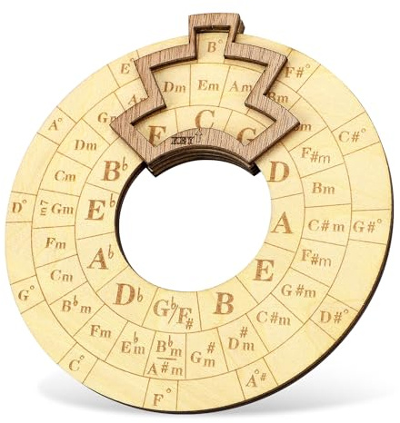 Melodie Werkzeug aus Holz, 16cm Melodie Werkzeug aus Holz Akkordrad Quintenkreisrad Rund Melodie Akkord Werkzeug aus Holz musikalisches Lernwerkzeug für Bass Gitarre Klavier Violine