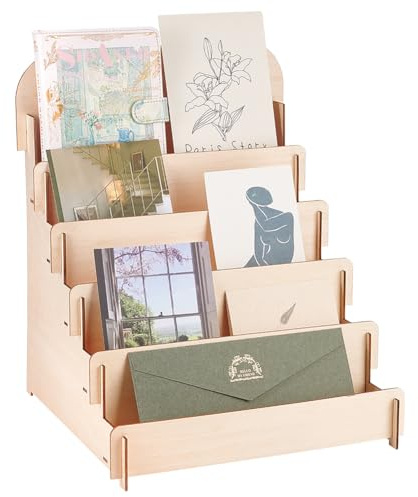 PH PandaHall Holz Kartenständer mit 5 Ebenen, Tragbar | Postkarten Aufbewahrung Kartenaufsteller, Postkartenständer, Postkartenhalter für Fotokarten, Verkaufstheke, Grußkarten