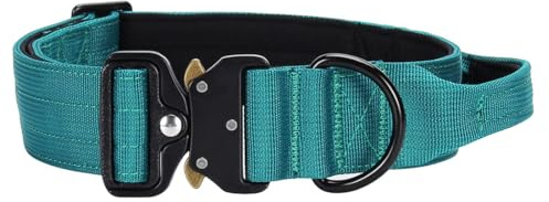 Vmokki Hundehalsband mit Metallschnalle Griff Verstellbar Weich Gepolstert Nylon für Welpen Mittlere Große Hunde (Grün, M)
