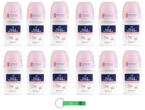 Felce Azzurra - Deodorante Roll On Comfort con Formula IdraTalc, efficacia 48 ore, senza macchie, con latte idratante da 50 ml + portachiavi Beni Culinari