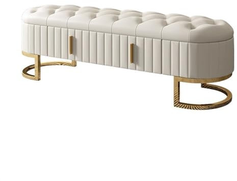Bettbank Sofabank aus hochwertigem Leder, Schlafzimmer-Nachtbank, Moderne, einfache Garderobe, Schuhbank mit Aufbewahrungsschublade Schlafzimmerbank (Color : White, Size : 1.8m)