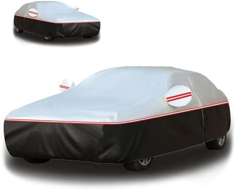 Autoabdeckung Wasserdicht Outdoor für VW Sharan 1995-2009, Autoabdeckung Atmungsaktiv Groß, Vollgarage Oxford Tuch Hohe Dehnung, Allwetter Sonne Staub Kratzschutz mit Reißverschluss (Rot)