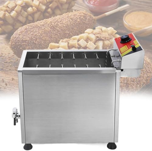 Beachtiful Freidora Eléctrica, Freidora Automática para Queso, Salchichas, Salchichas, Parrilla, Freidora, con Drenaje, Control de Temperatura y Tapas, para Hogar y Comercial,220V