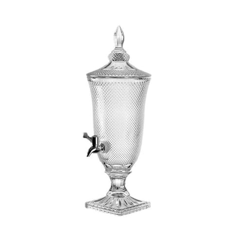XYUERU Jarra de Vidrio for Jugo, Botella de Agua fría de 2 l con Grifo en Relieve, Jarra for Bebidas de cafetería for el hogar for Limonada, Jugo, té Helado, Agua fría