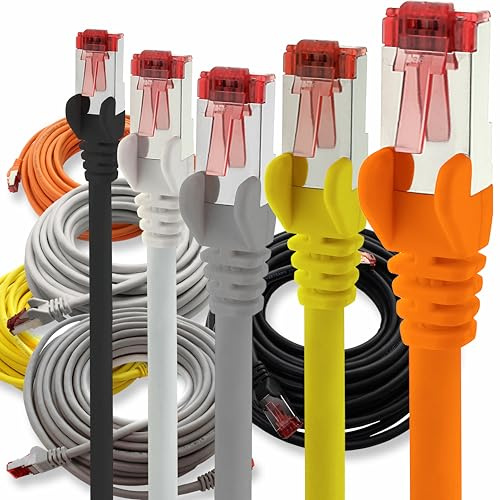1aTTack.de Câble réseau Cat6 5x 0,5m CAT6 - blindage SFTP - Câble patch CAT.6 RJ45 Câble Ethernet - noir, blanc, gris, jaune, orange - 5 couleurs