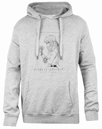 Udaytee Violet Evergarden Skull Hand Sweat À Capuche Gris Unisexe, Coupe Simple