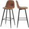 MEUBLE COSY Barhocker 2er Set Barstuhl Vintage mit Lehne und Fußstütze Sitzhöhe 76 cm aus Wildleder Metallbeine für Bar Bistro Café Küche, Kunstleder, Industrie-Design, Braun