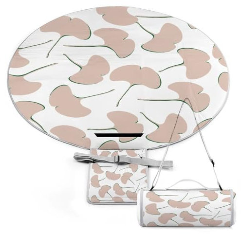 Xiputvl 3D-Eindruck Ginkgo Pflanze Picknickdecke Strandmatte Outdoor Decke Wasserdicht, Faltbar Picknick Für Park, Garten, Strand, Wasserdicht 148x148cm
