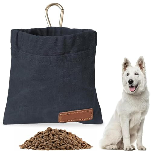 Borsa Addestramento Cane, Porta premietti per Cani, Porta Snack Cane, Sacchetto per cani a mani libere con moschettone, addestramento Cani Accessori, per addestramento di Cani (Nero)