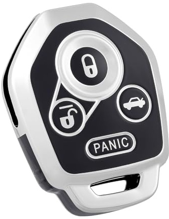 OFF WE GO for Subaru Key Fob Cover, Soft TPU Protection Key Fob Case Compatible with Subaru Ascent Crosstrek Forester Impreza Legacy Outback Solterra BRZ WRX STI XV Smart Car Key (Silver Black)
