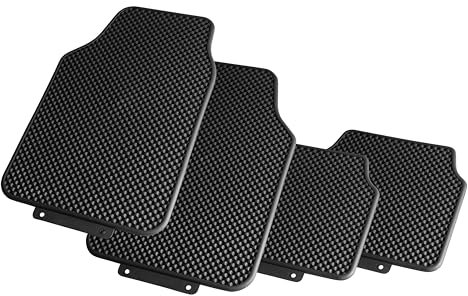 +PWR Car PartsSet di tappetini in gomma Sorrento per auto universali. 100% PVC riciclato, dimensioni 68x45 cm / 48x38 cm. Antiscivolo. Proteggono il pavimento originale.