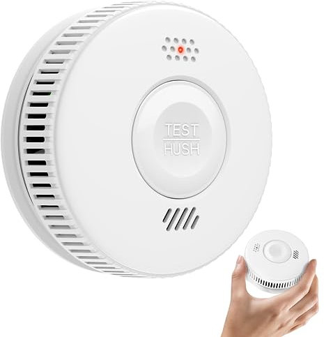 Smoke Alarm for Home, HATHEPHS 10 Years Battery Smoke Detector with Large Test/Silence Button, Conforms to EN14604 Standard, UKCA