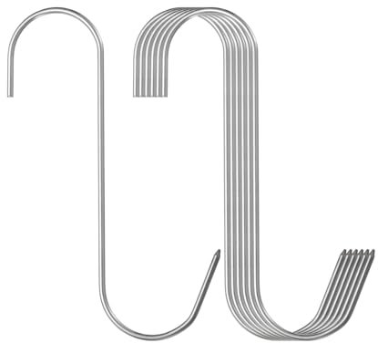 QUARKZMAN 6pz 150mm Ganci per Carne in Acciaio Inossidabile 304 Gancio Macellaio a Forma di S per Appendere Carne Affumicatura Grigliatura Costine Manzo BBQ (Carico MAX 5 kg)