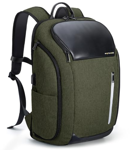 Ponhog Travel Laptop Backpack for Men - 30L Large Capacity Anti-Theft Lightweight Business Rucksack with USB Charging Port & Multiple Pockets, Fits 17.3 Inch Laptop, Green-1