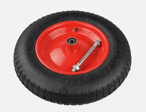 pokm toolsmarket - 4.00-6 Schubkarrenrad mit Achse Schubkarre Rad, Max. Belastung 90 kg, Räder Schubkarrenräder mit Luft Ersatzrad Luftrad Felge 2PR