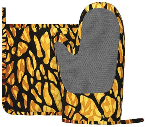 Ensemble de gants de cuisine et maniques en silicone résistant à la chaleur - Antidérapants et lavables - Pour barbecue, cuisine, cuisine