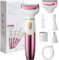 Koeutoze Afeitadora Eléctrica para Mujer, 4 in 1 USB Recargable Eléctrico Depiladora sin Dolor, Recortadora Femenina Electrica Impermeable, Impermeable IPX7, Wet&Dry Depiladora Mujers Zona Intima para