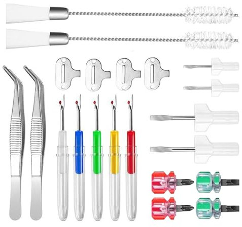 Vynetra 21Pieces Sewing Machine Accessories Flat Crossed Head Screwdrivers Tweezers Double Headed Lint Brush And Seam Unpicker