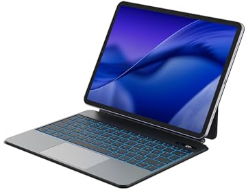 Bettdow für iPad Air 13 Zoll M4 2026/M3 2025/M2 2024/iPad Pro 12.9 2018-2022 Tastatur Hülle, Leichte Aluminiumlegierung Schwebendes Magnetisches Design mit Trackpad, QWERTZ-Layout Tastatur, Schwarz