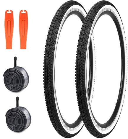 MEGHNA Fahrradreifen Set Fahrradmantel Reifen 2er-Pack 24/26x1.5Zoll Mantel+2er-Pack AV35mm Schläuche + 2xReifenheber für MTB/Gravelbike/Straßenrad/Faltrad