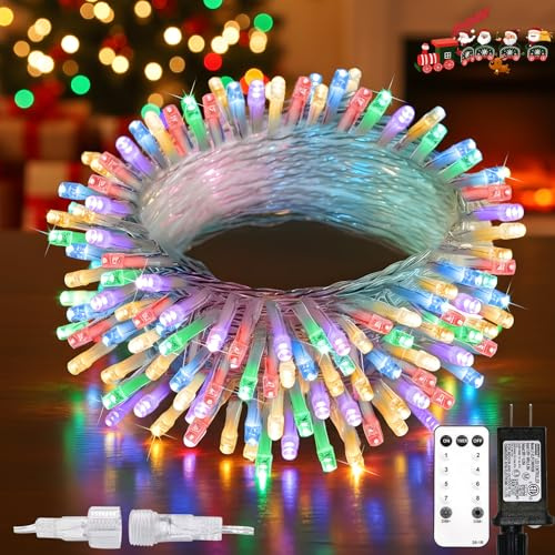 suddus Connectable Christmas Lights with Remote, Multicolor String Lights with Timer, 33ft 100 Led Fairy Lights Plug in for Xmas Tree, Bedroom, Dorm, Yard, Garden, Party, Indoor, Outdoor Decorations