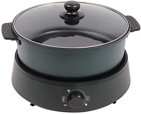 Multi Functional Electric Hot Pot 1350W 220V 4L Multifunctional Stockpot Non-Stick Infinite Temperature Control 180-280℃ Electric Hot Pot Cooker For Families, Kitchens, Hotels (Green)