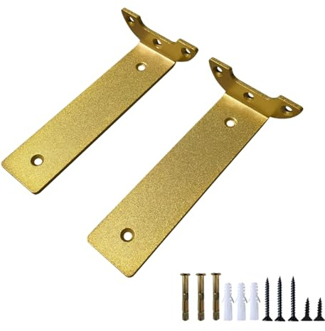 DJCYGG Lot de 2 Supports D'étagère Flottants,5 mm d'épaisseur,Équerres Étagère de Fixation Supports à Tablettes Muraux Invisibles,Pour Étagères Ouvertes de Bricolage,avec Vis (15cm,Doré)