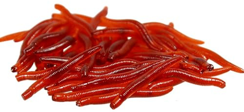 REElua 50Pcs Maggots Soft Lures Baits Silicone Artificial Baits Soft Maggots Earthworms Fishing Lures Easy to Use Flexible Silicone Fishing Freshwater