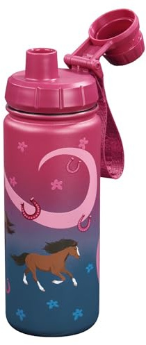 Step by Step Isolierte Edelstahl-Trinkflasche „Wild Horse“, rot, BPA-frei, für Schule, Kindergarten, warme und kohlensäurehaltige Getränke, für Mädchen, 0,5 Liter