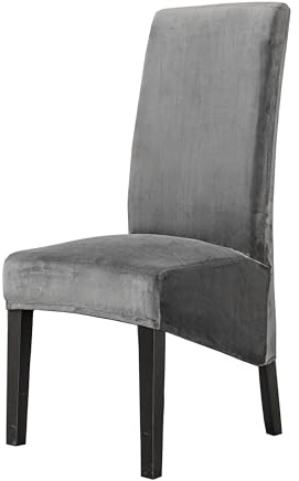 EBETA Funda para Silla in Terciopelo, XL Sedia da pranzo elástica Comedor Fundas Cubiertas para sillas, Cubre Funda Protectora Sillas Lavables para Banquetes Hogar Restaurante Hotel (Gris, 6 Piezas)