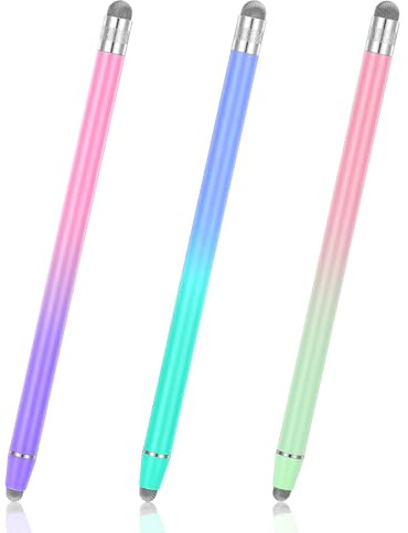 Thinp 3 Pcs Stylus Pens for Touch Screens, 2 in 1 Stylus Pen for Tabelt High Precision And Sensitivity Stylists Pens Multicolored Double Rubber Tips Compatible with Phone, Android and Samsung Tab