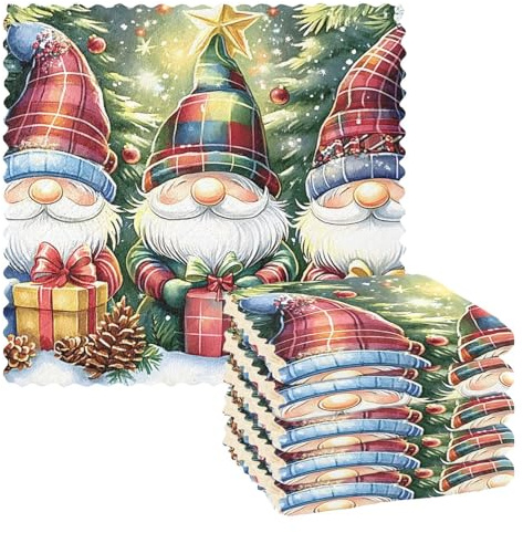 Mnsruu Microfibre Cleaning Cloths Festive Christmas Gnomes Reusable Dish Cloths for Washing Up 6 Pack Swedish Dishcloth Microfibre Cleaning Towels Washable Duster Rags Cloth Home