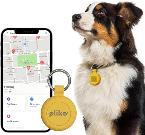 Plike QR-Code-Haustiermarke mit Standortverfolgung (nur iOS) – Personalisierte Haustier-ID-Tags, modifizierbares Online-Profil und sofortige GPS-Benachrichtigungen über QR-Scan