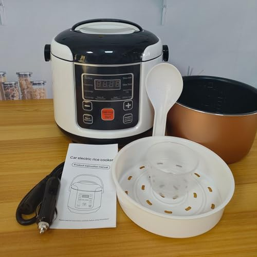 Naroote Mini Cuiseur à Riz électrique de Voyage, Cuisson Saine et Sûre, Garde au Chaud, Petit Cuiseur à Riz Portable pour 2 à 4 Personnes, pour le Camping, la Conduite, le Camping-car, 2 L, Argent