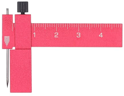 Bewinner Modelo de Trazador Paralelo Equidistante, Regla de Trazado Isométrica Ajustable con Cuerpo de Aleación de Aluminio y Aguja de Acero para Herramientas para Tareas de Grabado Precisas (rojo)