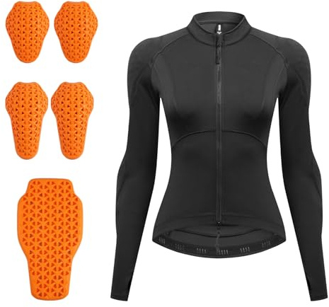 ARMAAN Chaqueta De Moto De Malla Para Mujer – Equipo De Protección Con Protecciones Certificadas CE, Chaqueta Motocross Transpirable, Camiseta Moto De Alta Visibilidad,Black-S