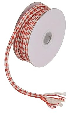 NonMiFyR Spago di Corda Spago Rotolo Filo Intrecciato Natalizio Decorativo per Decorazione Regalo Casa, Rosso Bianco