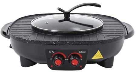 Hotpot 2 in 1, multifunzione, 2000 W, elettrico, grande capacità, isolamento termico per cucina, soggiorno, sala da pranzo, ristorante, barbecue