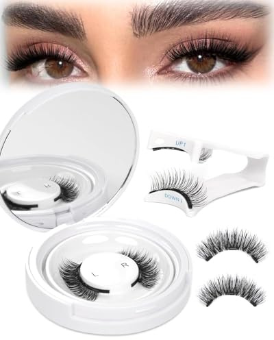 Strukturpaste Magnetische Wimpern,Ohne Kleber & Ohne Eyeliner,Wiederverwendbar Natürlicher Look Künstliche Magnet Wimpern mit Applikator & Spiegelbox,Einfach Tragen für Alltag Party Reise