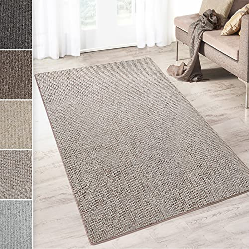 casa pura Teppich Läufer Carlton | Flachgewebe dezent Gemustert | Teppichläufer in vielen Größen | als Küchenläufer, Flurläufer (Grau-Beige - 66x200 cm)