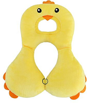 Tierbaby-Kopfstütze und Nackenstützkissen, Kleinkind-Säugling Kopf-Hals-Schutz für Reise, Autositz, Kinderwagen - 1-4 Jahre Kinder, U-Form, Gelb Huhn
