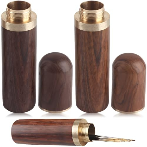 CAILI 2Pcs nähnadel aufbewahrung Holz Nadel Etui portable Mini Nadeln Lagerung Needle Fall Tragbar Zahnstocher Halter Holz Pocket Zahn Pick Spender Nadel Fall Home Netzteil