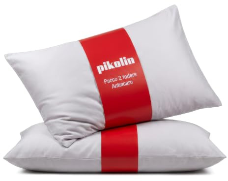 PIKOLIN Home - Pack 2 Funda de Almohada 90x40 cm Antiácaros con Cremallera - Muy Transpirable y Extrasuave, Tejido Algodón y Poliéster, Protección para Almohada, Lavable a Máquina