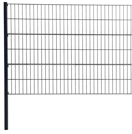 ESTEXO Doppelstabmattenzaun Gitterzaun Drahtgitter Garten-Zaun Stabmattenzaun Pfosten Zaunset Komplett-Set Erweiterungs-Set oder einzelne Pfosten oder Eckpfosten (RAL 7016 / Erweiterungs-Set 120 cm)