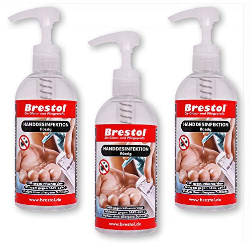 HANDDESINFEKTION Liquid 3x 500 ml Desinfektionsmittel für Hand Haut Oberflächen Hände Desinfektion Händedesinfektion Desinfektionsflüssigkeit Flüssigdesinfektion Oberflächendesinfektion