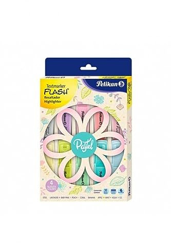 Pelikan Signal Pastel, Evidenziatori Pastello Colori Assortiti, a Base d'Acqua, Lavabili, Idonei al Contatto con la Pelle, 3 Larghezze di Tratto, Pacco da 10 Pezzi